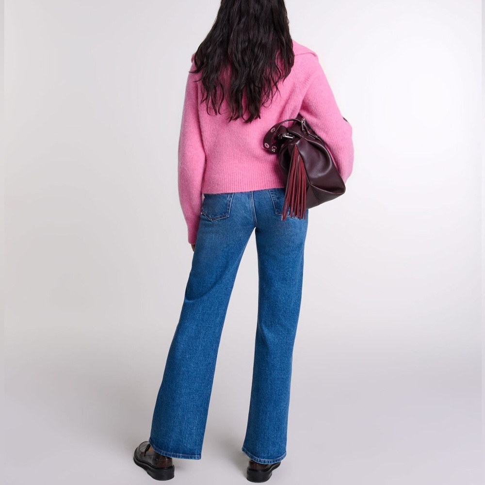 SOLD🎉NWT MAJE | SZ 0 | Pink Euro MyZip Zip Front Relaxed Cozy Wool Blend Sweater - Picture 4 of 10